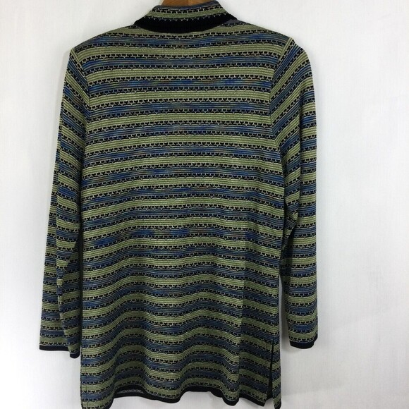 Exclusively Misook Metallic Striped Collared Button Down Knit Cardigan Sweater L - Picture 6 of 11